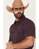 Image #2 - RANK 45&reg; Men's Rudge Solid Rodeo Tech 2.0 Short Sleeve Snap Stretch Performance Shirt, Purple, hi-res