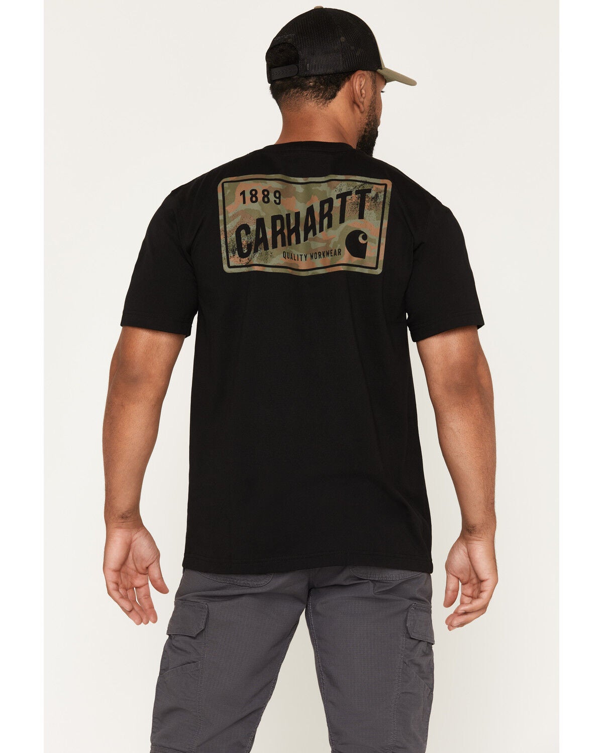 Carhartt Men's Irvine Camo License Plate Short Sleeve Graphic T-Shirt, Black, hi-res