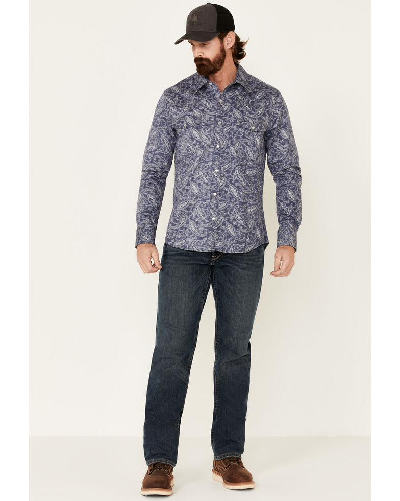 Rock & Roll Denim Men's FR Paisley Print Long Sleeve Work Shirt - Big , Indigo, hi-res