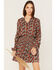 Image #1 - Rock & Roll Denim Women's Ditsy Floral Print Long Sleeve Dress, Rust Copper, hi-res