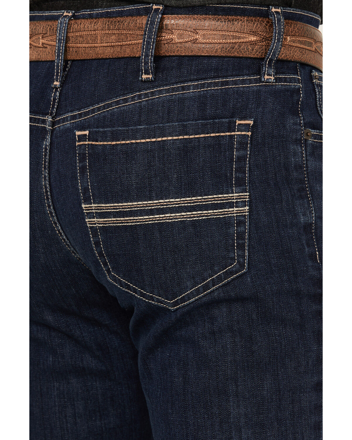 Image #4 - Cinch Men's Silver Label Dark Stonewash Slim Straight Performance Stretch Denim Jeans, Indigo, hi-res