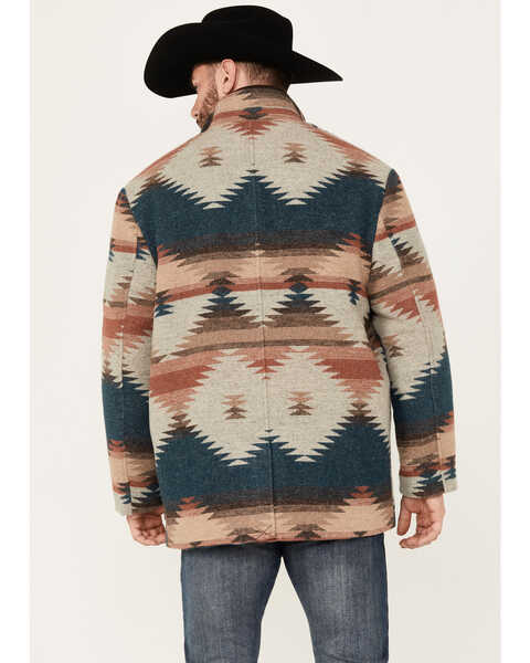 Image #4 - Cripple Creek Men's Southwestern Print Wool Jacket, Tan, hi-res