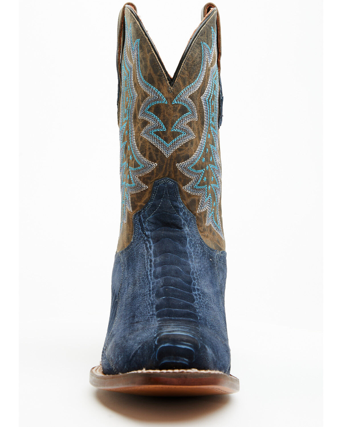 Image #4 - Dan Post Men's 11" Exotic Ostrich Leg Western Boots - Square Toe, Blue, hi-res