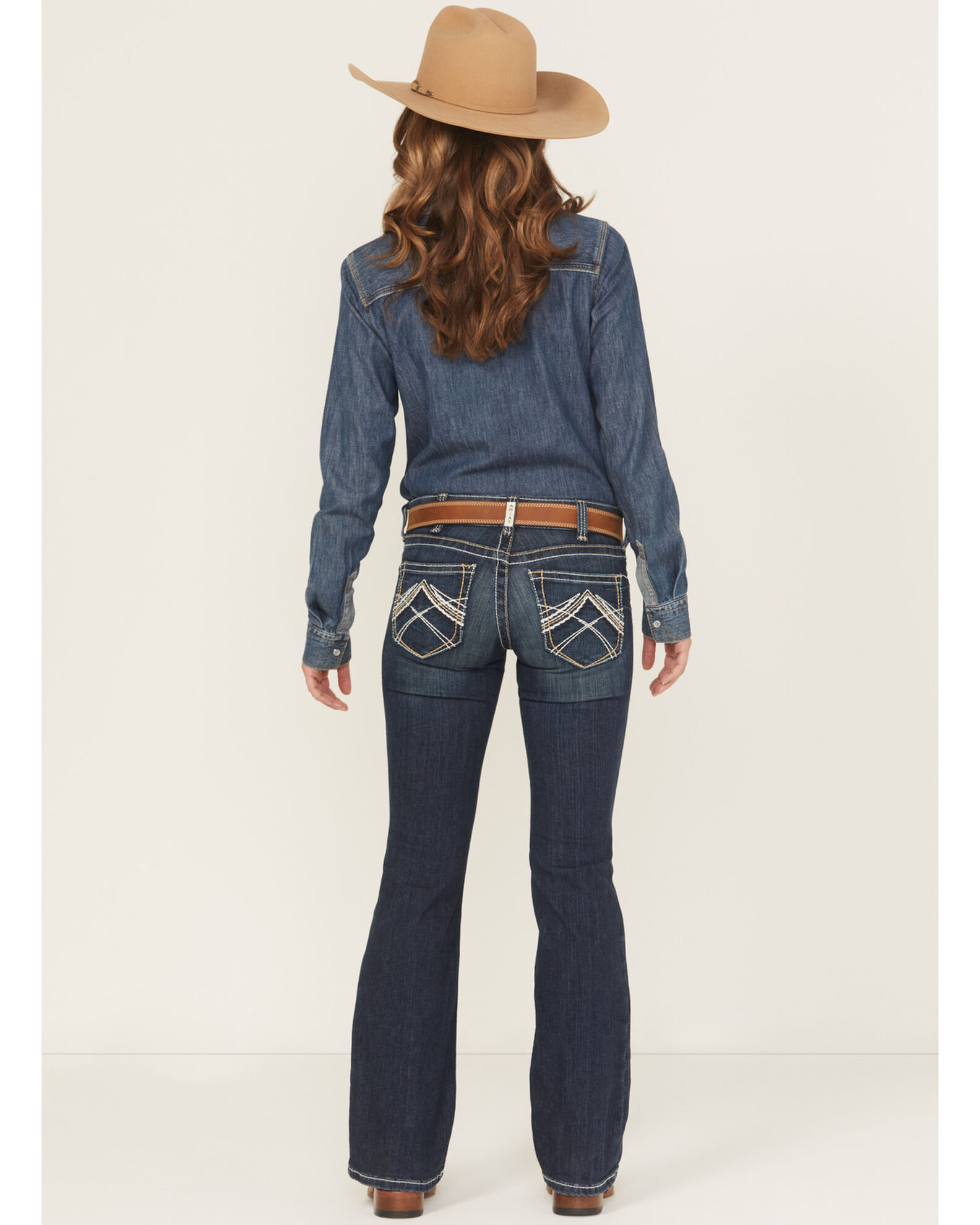 Image #4 - Ariat Women's R.E.A.L. Whipstitch Slim Bootcut Jeans, Denim, hi-res