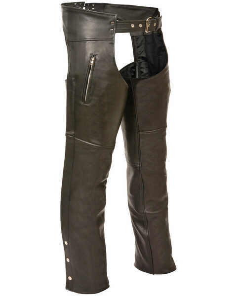 Milwaukee Leather Men's Zippered Thigh Pocket Chaps , Black, hi-res