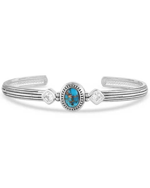 Image #1 - Montana Silversmiths Women's Open Night Sky Turquoise Cuff Bracelet, Silver, hi-res