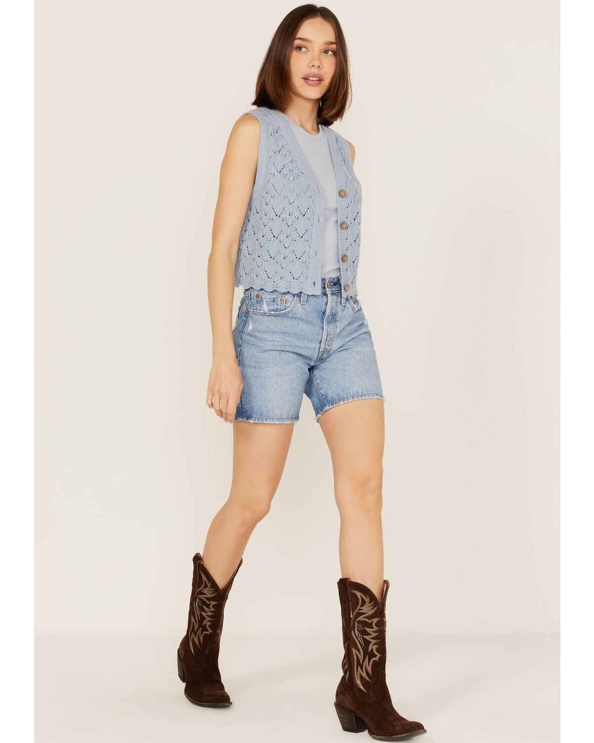 Image #2 - Cleo + Wolf Women's Cropped Knit Sweater Vest, , hi-res