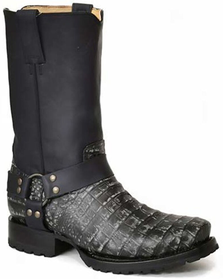 Roper Men's Biker Lug Western Boots - Square Toe, Brown, hi-res