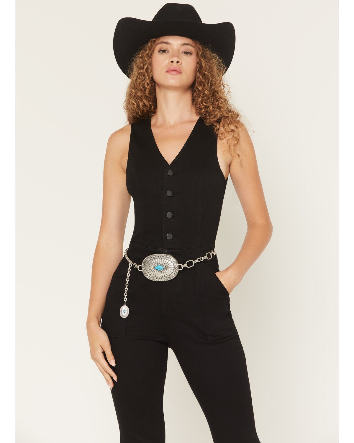 Idyllwind Women's Vivelle Oval Concho Chain Belt, Silver, hi-res