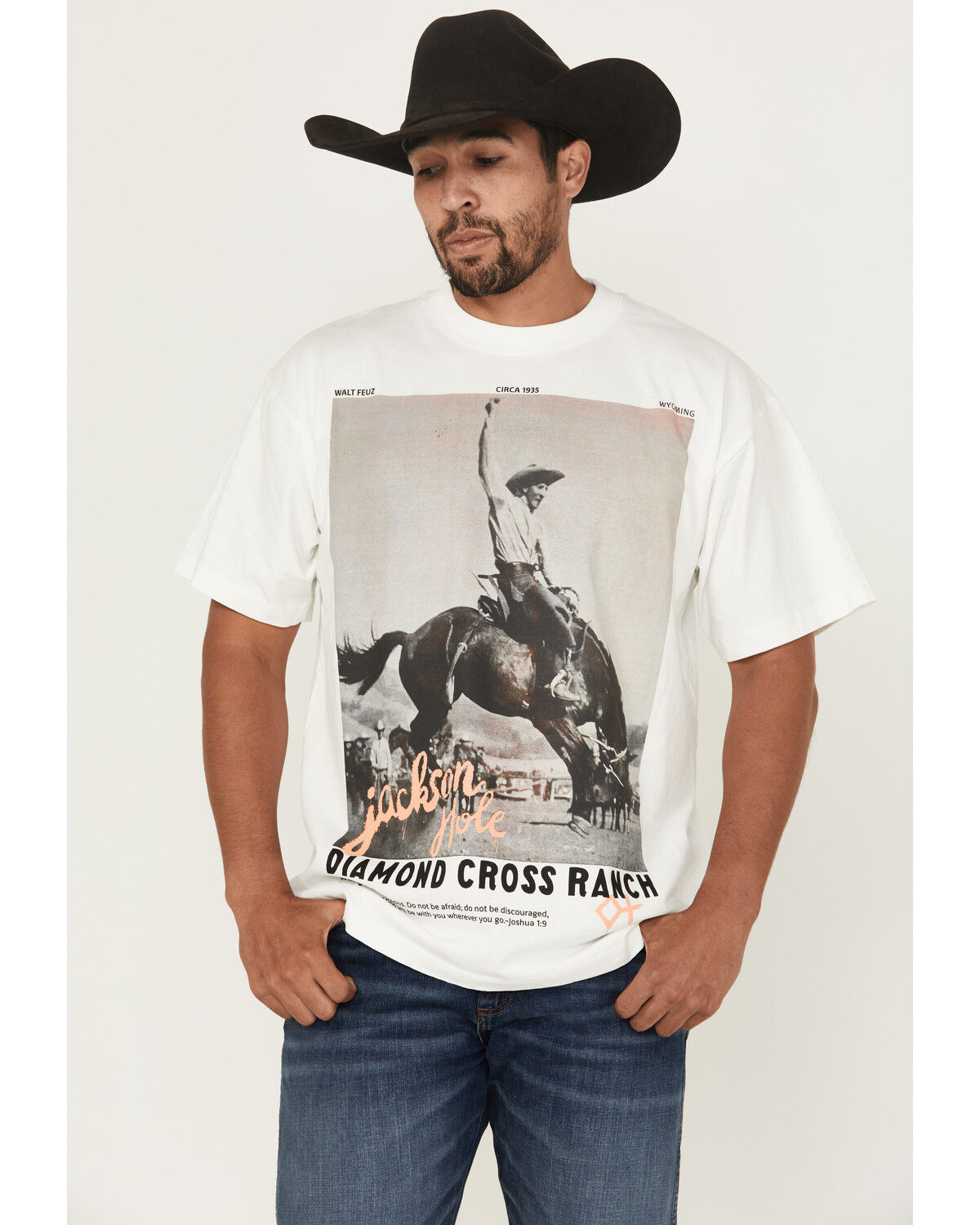 Image #1 - Diamond Cross Ranch Men's Graffiti Short Sleeve Graphic T-Shirt, White, hi-res
