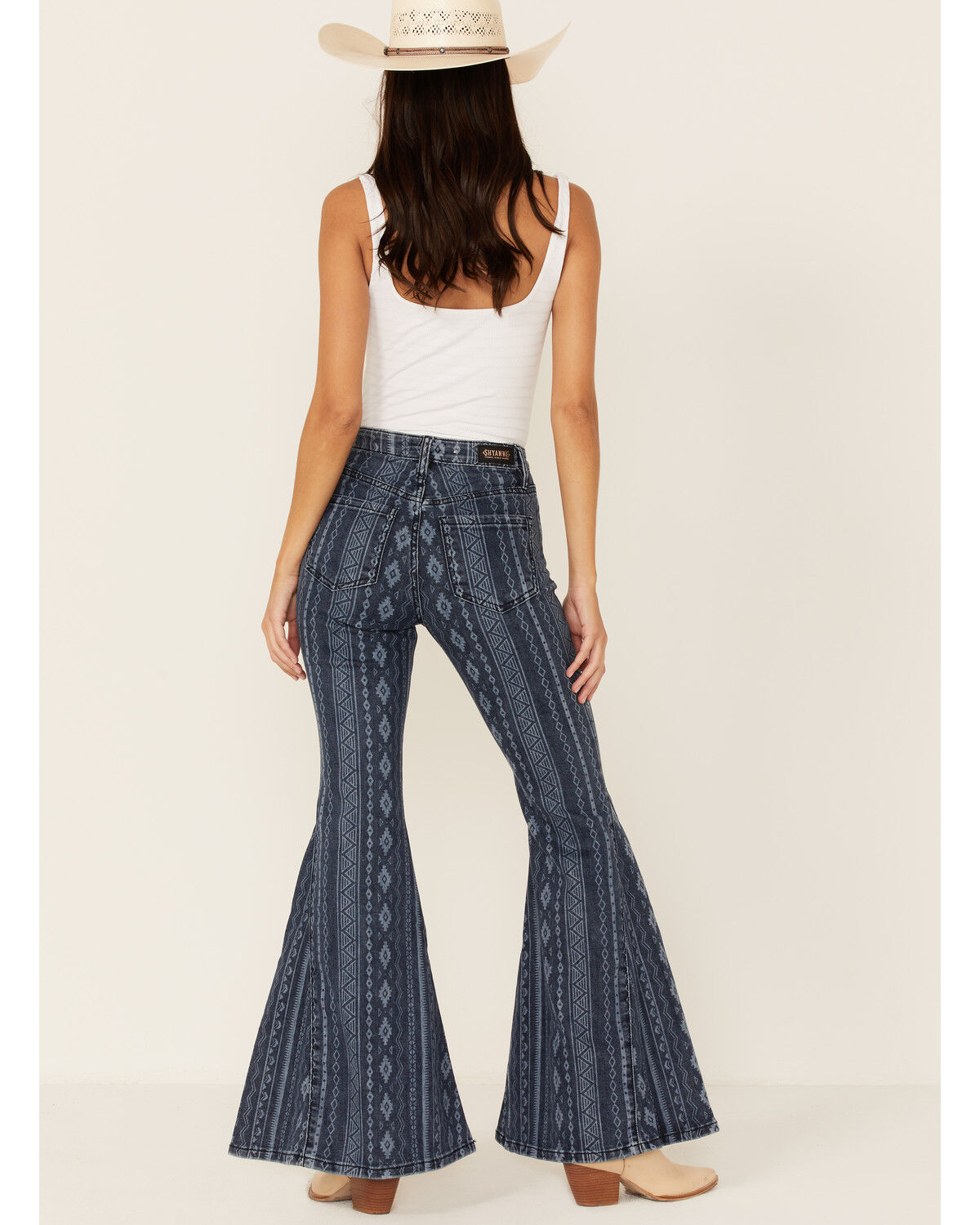 Image #3 - Shyanne Women's Dark Wash Southwestern Lazer Stripe Print Super Flare Jeans, , hi-res
