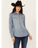 Image #1 - Stetson Women's Medium Wash Embroidered Cowboy Long Sleeve Pearl Snap Denim Shirt, Blue, hi-res