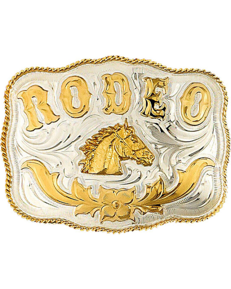 Western Express Men's Silver Rodeo Horsehead Belt Buckle , Silver, hi-res