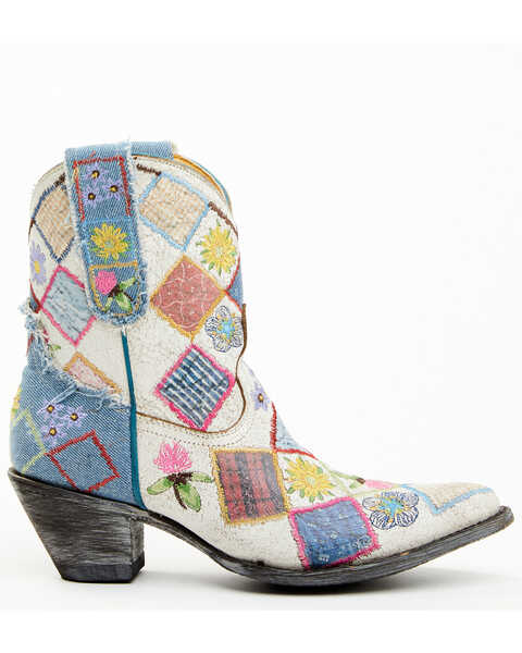 Image #2 - Yippee Ki Yay by Old Gringo Women's Heirloom Short Embroidered Patchwork Booties - Pointed Toe, White, hi-res