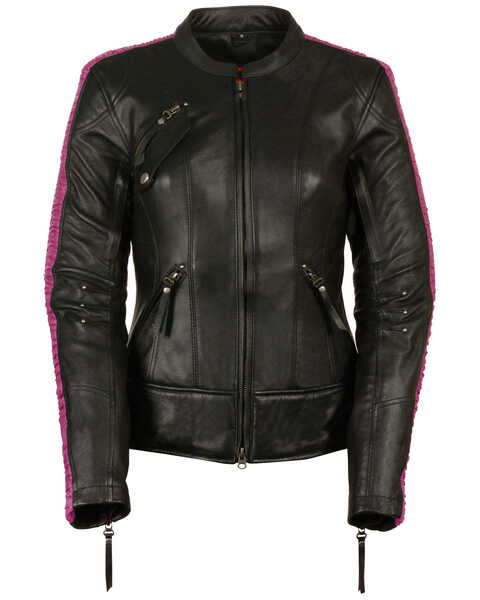Image #1 - Milwaukee Leather Women's Concealed Carry Embroidered Phoenix Leather Jacket , Pink/black, hi-res