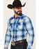 Image #2 - Pendleton Men's Frontier Plaid Print Long Sleeve Pearl Snap Western Shirt, Blue, hi-res
