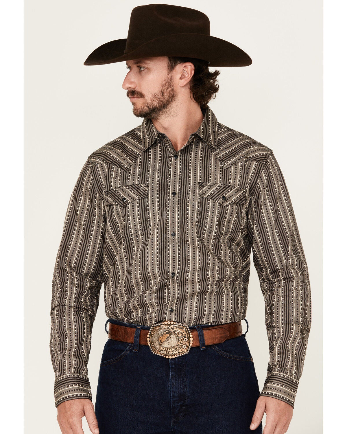 Cody James Men's Bartlett Geo Striped Long Sleeve Snap Western Shirt,