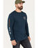 Brixton Men's Crest Circle Logo Graphic Long Sleeve T-Shirt, Navy, hi-res