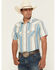 Image #1 - Ariat Men's Hilton Retro Fit Striped Short Sleeve Snap Western Shirt, Off White, hi-res