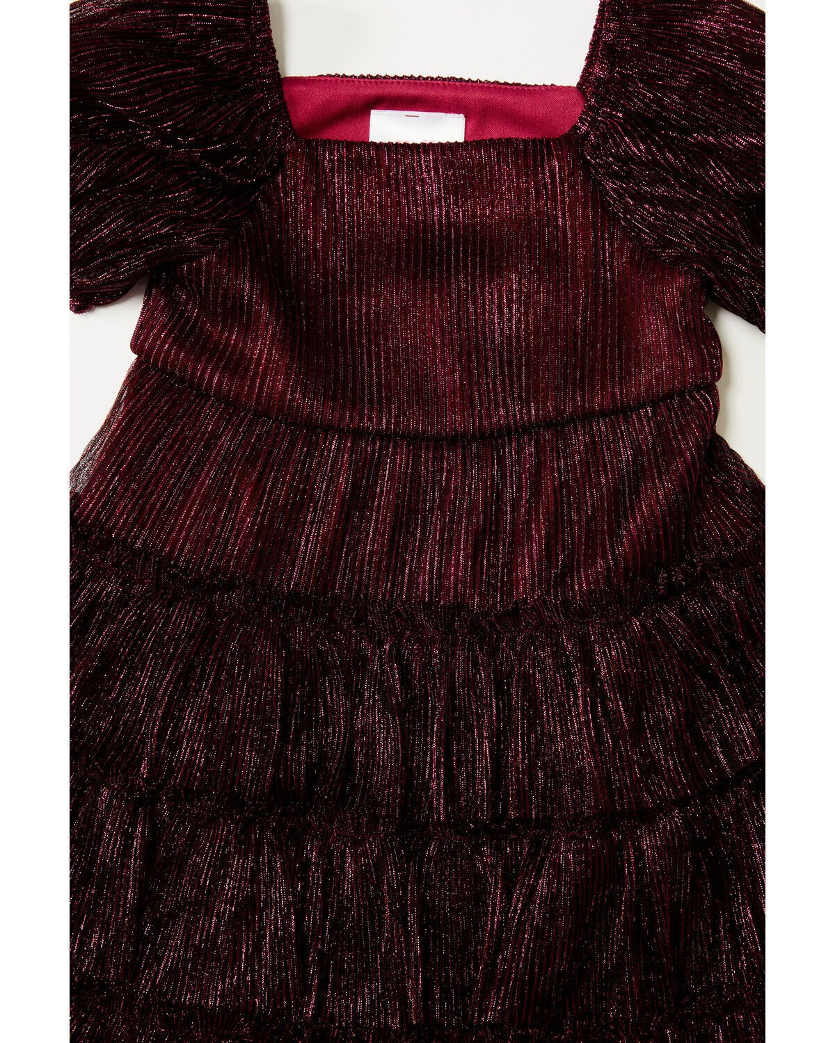 Image #3 - Sugar California Toddler Girls' Lurex Short Puff Sleeve Dress, Burgundy, hi-res