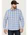 Flag & Anthem Men's Sanderson Dobby Plaid Long Sleeve Button Down Western Shirt , Blue, hi-res