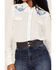 Stetson Women's Embroidered Floral Long Sleeve Western Pearl Snap Shirt, White, hi-res