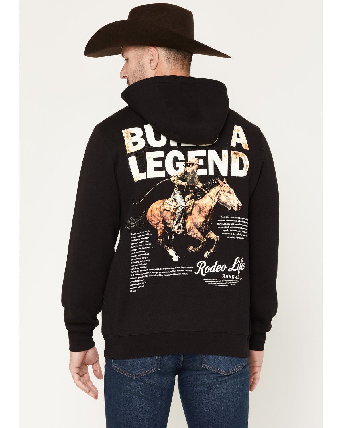 Image #1 - RANK 45&reg; Men's Build A Legend Logo Graphic Hooded Sweatshirt, Black, hi-res