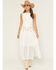 Image #1 - Miss Me Women's Lace Floral Embroidered Button-Front Midi Skirt, White, hi-res