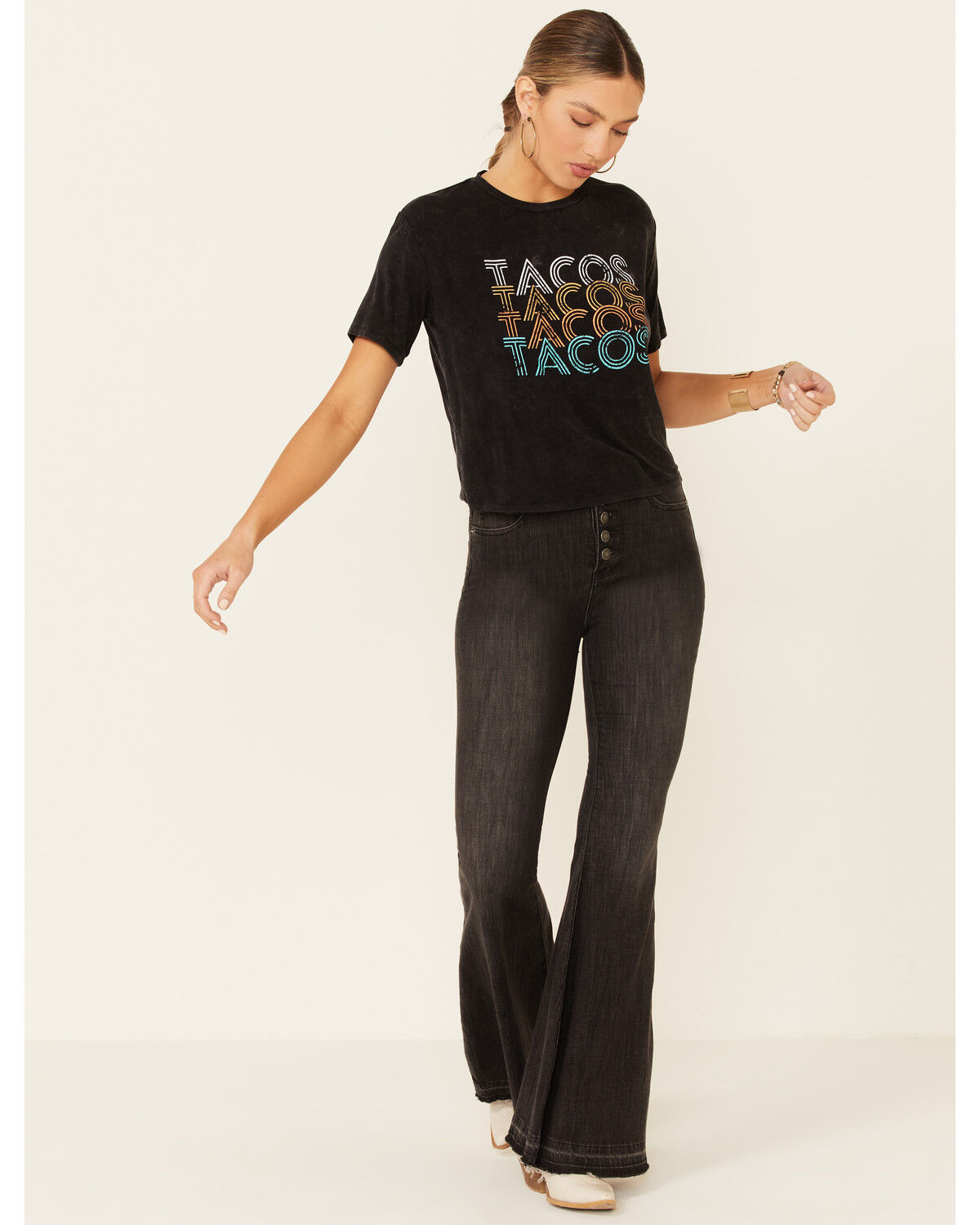 Image #2 - Rock & Roll Denim Women's Tacos Tacos Tacos Graphic Short Sleeve Tee, Charcoal, hi-res