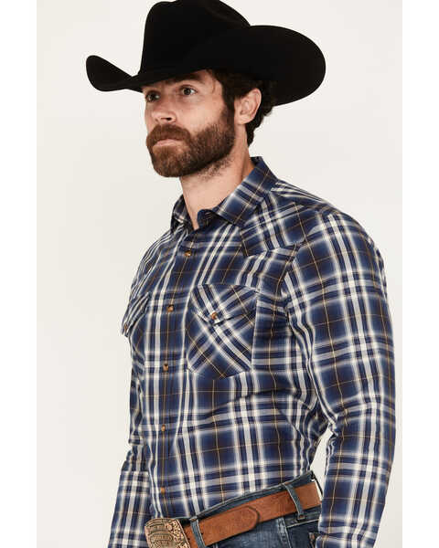 Image #2 - Pendleton Men's Frontier Plaid Print Long Sleeve Snap Western Shirt, Navy, hi-res