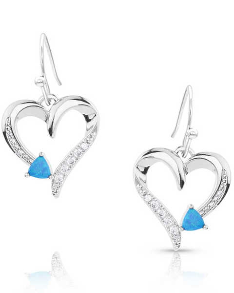 Image #1 - Montana Silversmiths Women's Love Everlasting Opal Crystal Earrings, Silver, hi-res