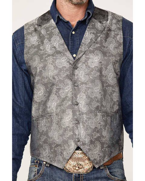 Image #2 - Cody James Men's Regal Paisley Print Vest, Silver, hi-res