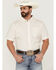Image #1 - RANK 45® Men's Mustang Geo Print Short Sleeve Button-Down Western Shirt, Cream, hi-res