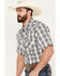 Image #2 - Wrangler Men's Fashion Plaid Print Short Sleeve Snap Western Shirt, Grey, hi-res