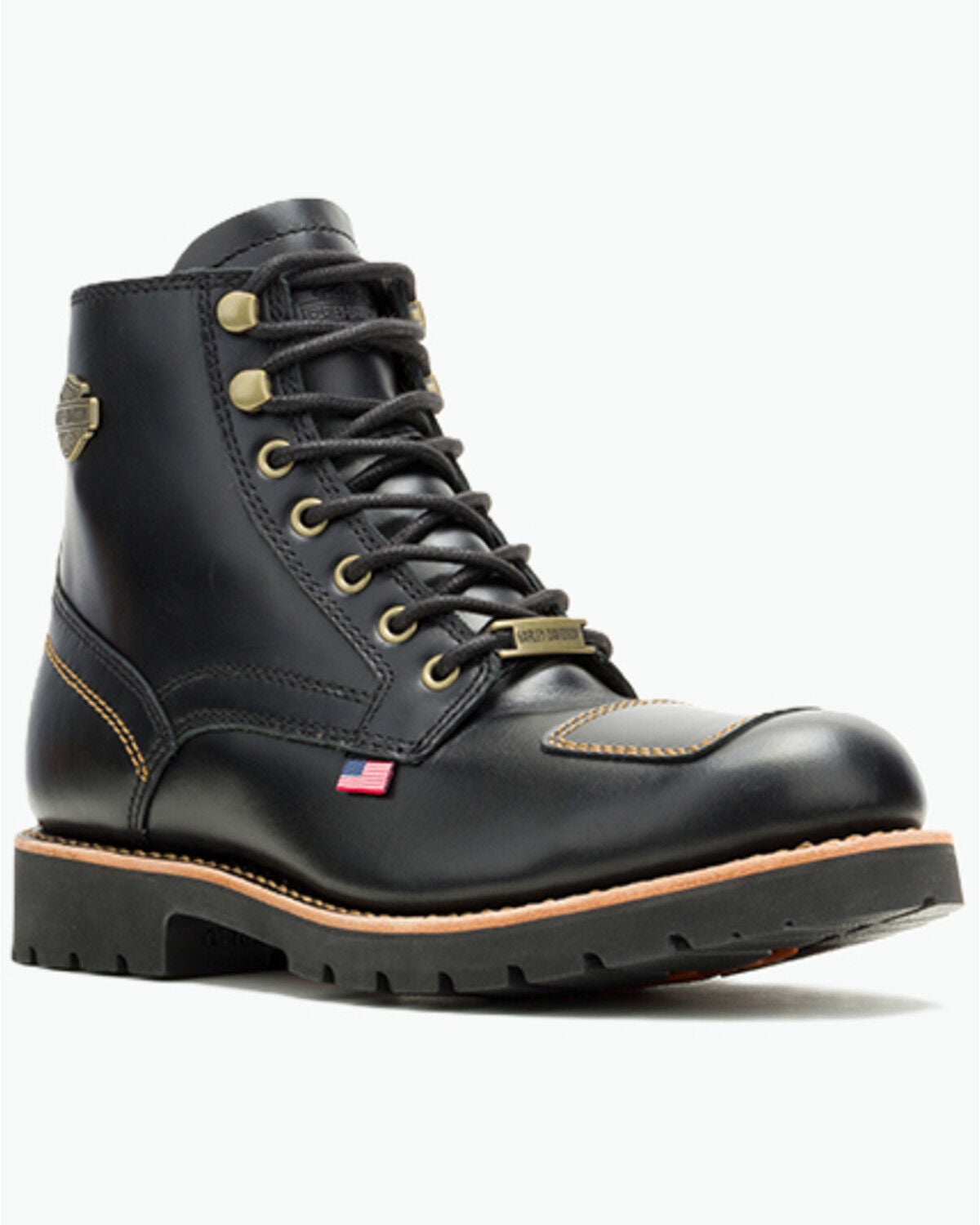 Harley Davidson Men's Liberty Lace-Up Motorcycle Boots - Round Toe, Black, hi-res