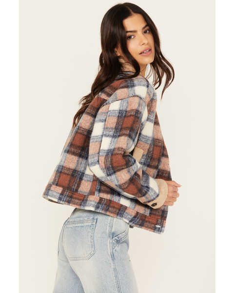 Image #2 - Cleo + Wolf Women's Cropped Plaid Print Jacket , Rust Copper, hi-res