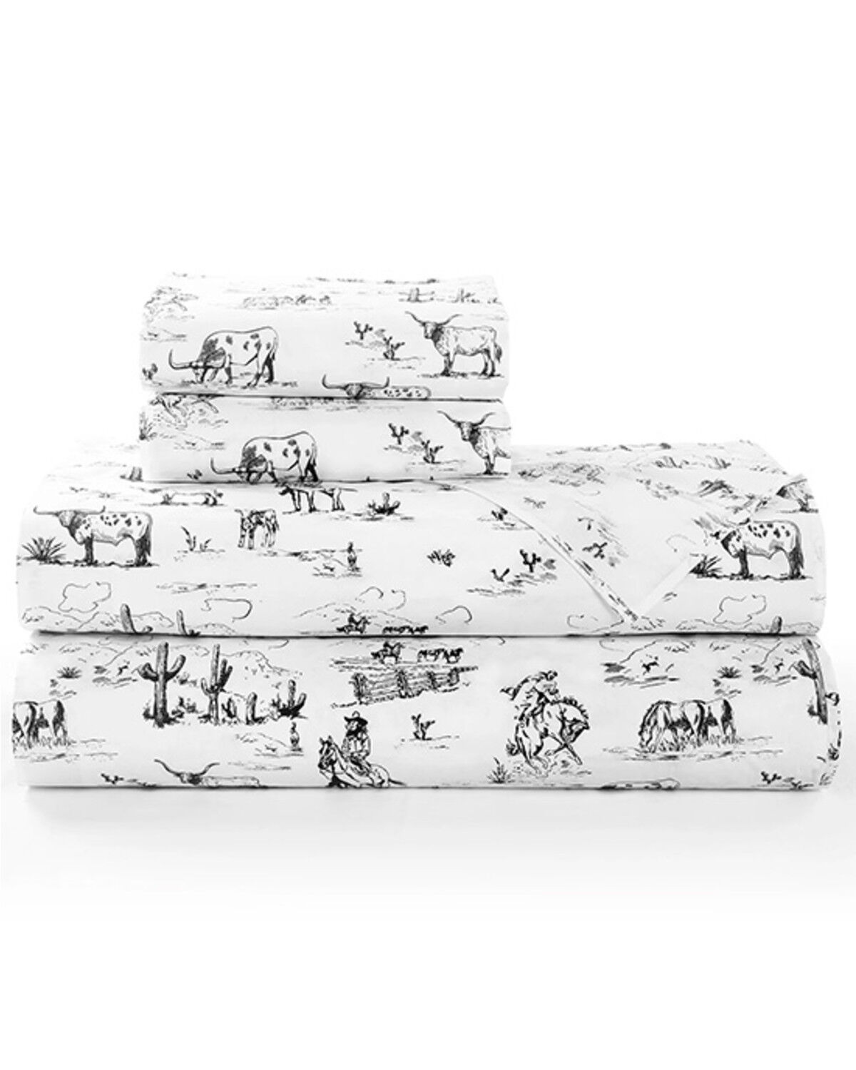 Image #2 - HiEnd Accents 200TC Cotton Ranch Life 4 Piece Sheet Set - Queen Size, Black, hi-res