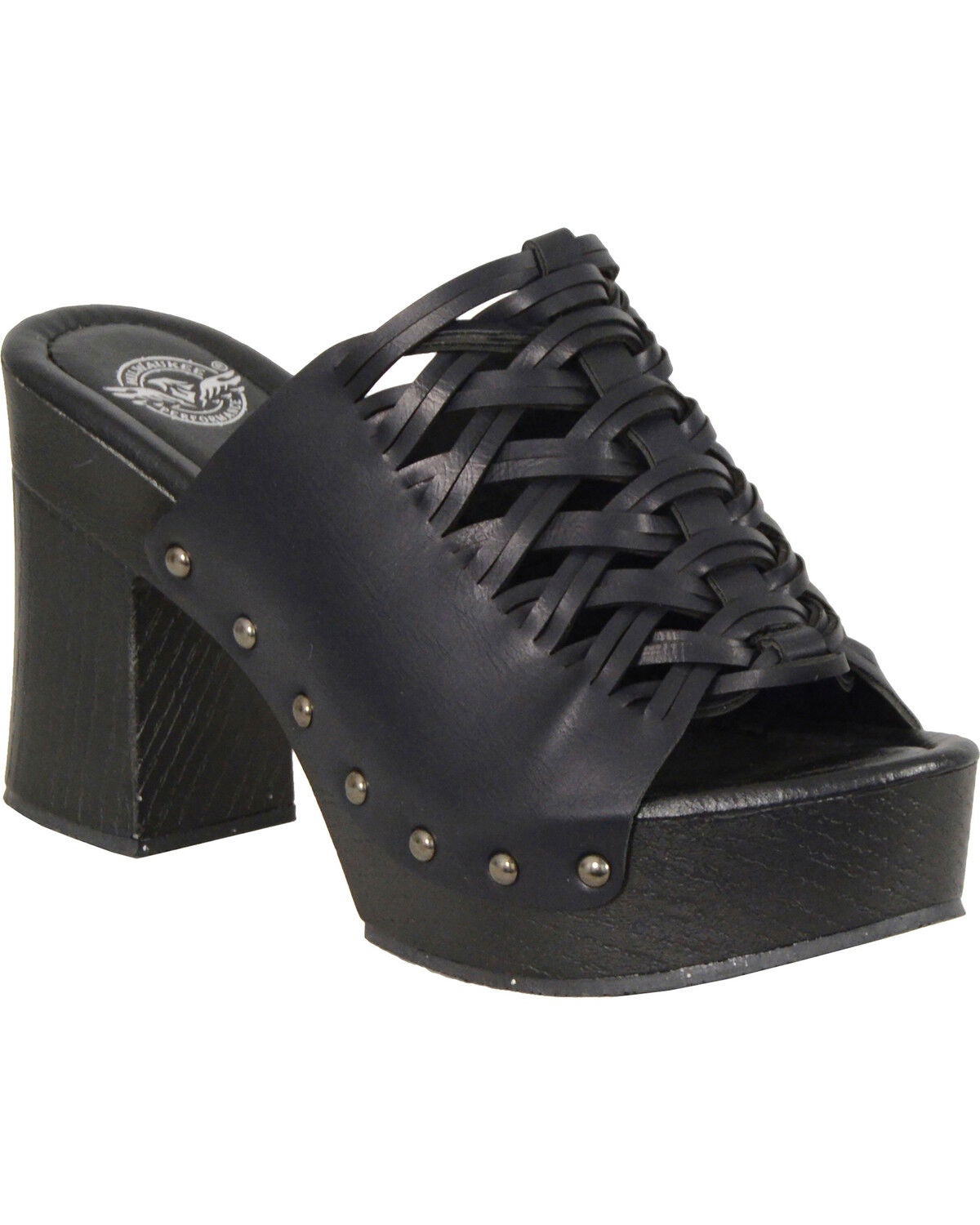 Milwaukee Leather Women's Studded Lace Top Platform Shoes, Black, hi-res