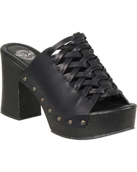Image #1 - Milwaukee Leather Women's Black Studded Lace Top Platform Shoes , Black, hi-res