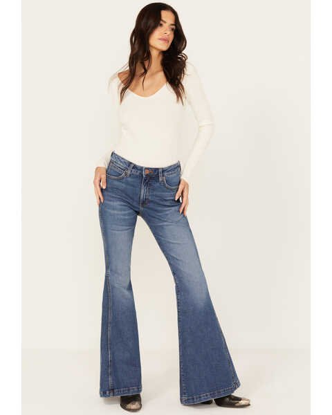 Image #1 - Wrangler Retro Women's Medium Wash High Rise Flare Jeans , Medium Wash, hi-res