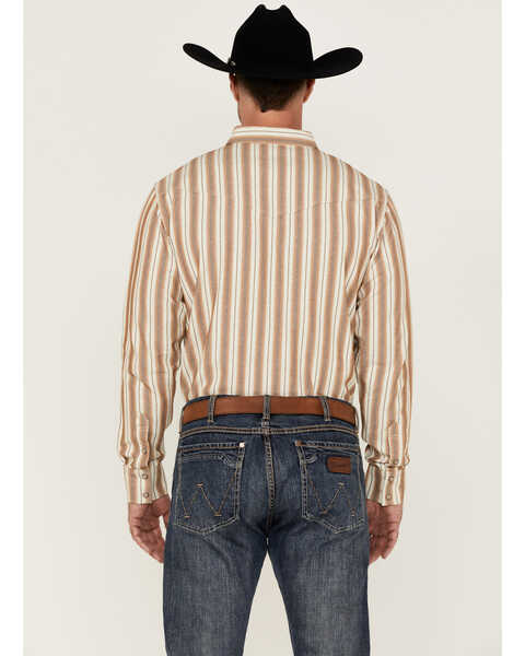 Blue Ranchwear Men's Yarn-Dye Stripe Long Sleeve Snap Western Shirt, Wheat, hi-res