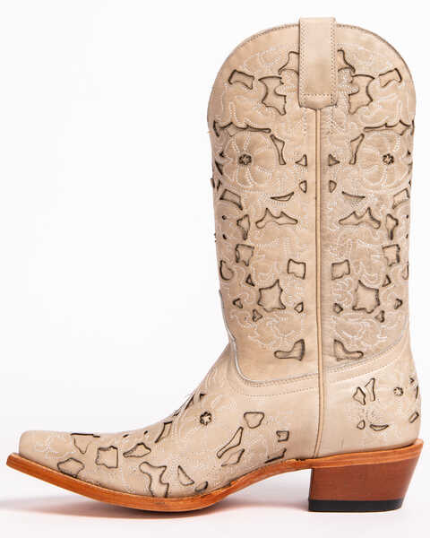 Image #2 - Shyanne Women's Laser Cut Western Boots - Snip Toe, White, hi-res
