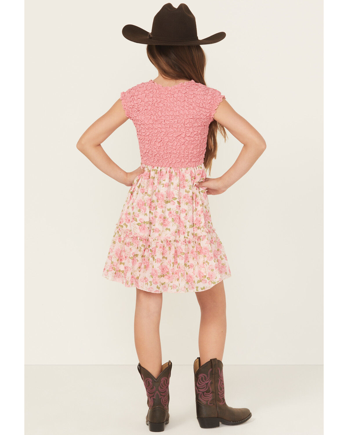 Image #4 - Sugar California Girls' Roses Sleeveless Ruffle Dress, Pink, hi-res