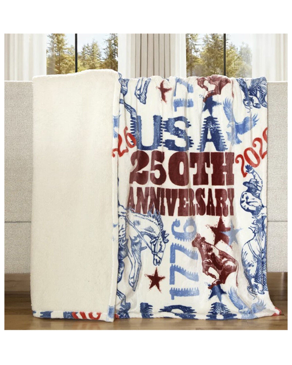 Image #3 - Carstens Home Wrangler America 250 Anniversary Plush Throw Blanket, Multi, hi-res