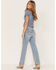 Image #4 - Cleo + Wolf Women's Light Wash High Rise Patchwork Distressed Straight Jeans, Medium Wash, hi-res