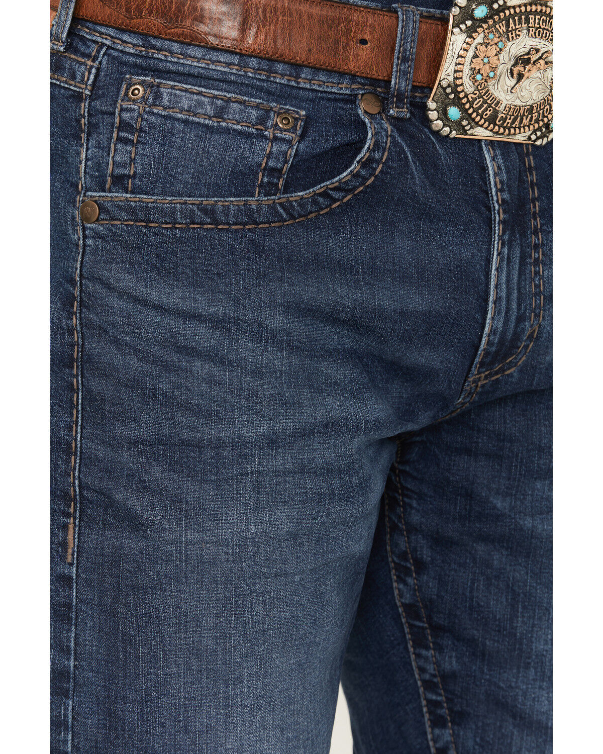 Image #2 - Rock 47 by Wrangler Men's Tynecastle Dark Wash Slim Straight Stretch Denim Jeans, Dark Wash, hi-res