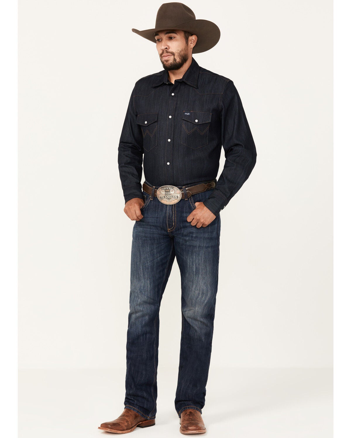 Image #1 - Wrangler 20X Men's No. 42 Dark Wash Slim Bootcut Jeans, , hi-res