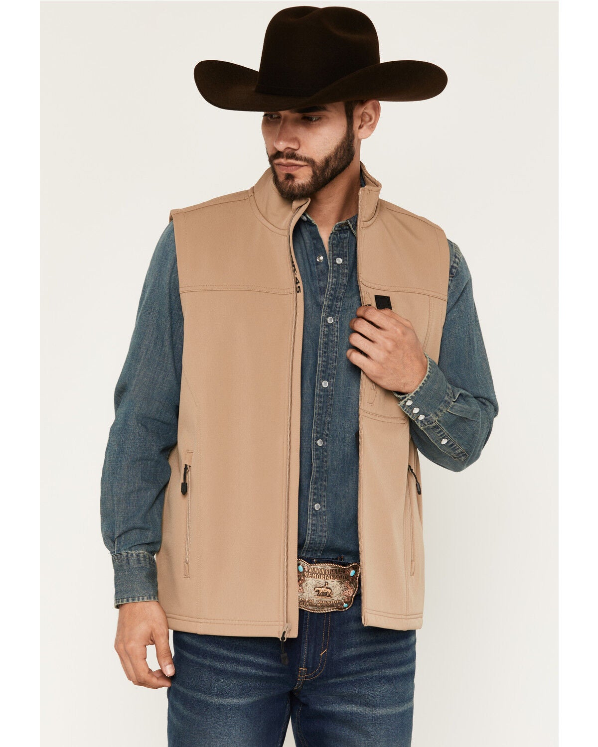 Image #1 - RANK 45&reg; Men's Ralington Softshell Vest - Tall, Khaki, hi-res
