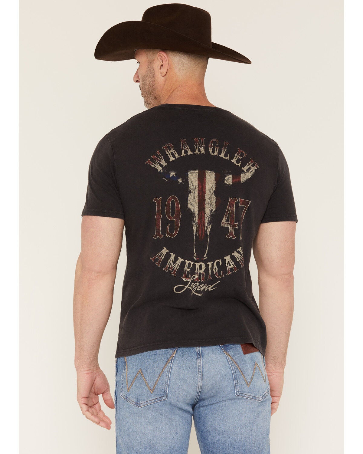 Image #1 - Wrangler Men's American Legend Steer Head Short Sleeve Graphic T-Shirt, Black, hi-res