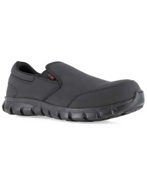 Image #1 - Reebok Women's Sublite Cushion Athletic Slip-On Work Shoes - Composite Toe, Black, hi-res